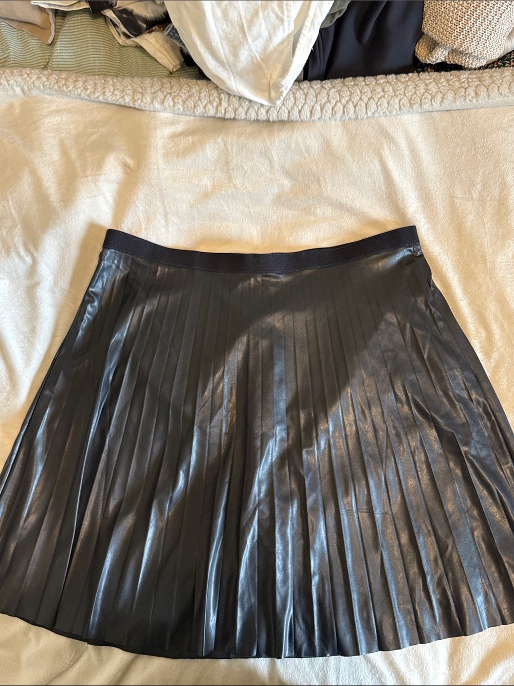 J. Crew faux leather pleated mini skirt